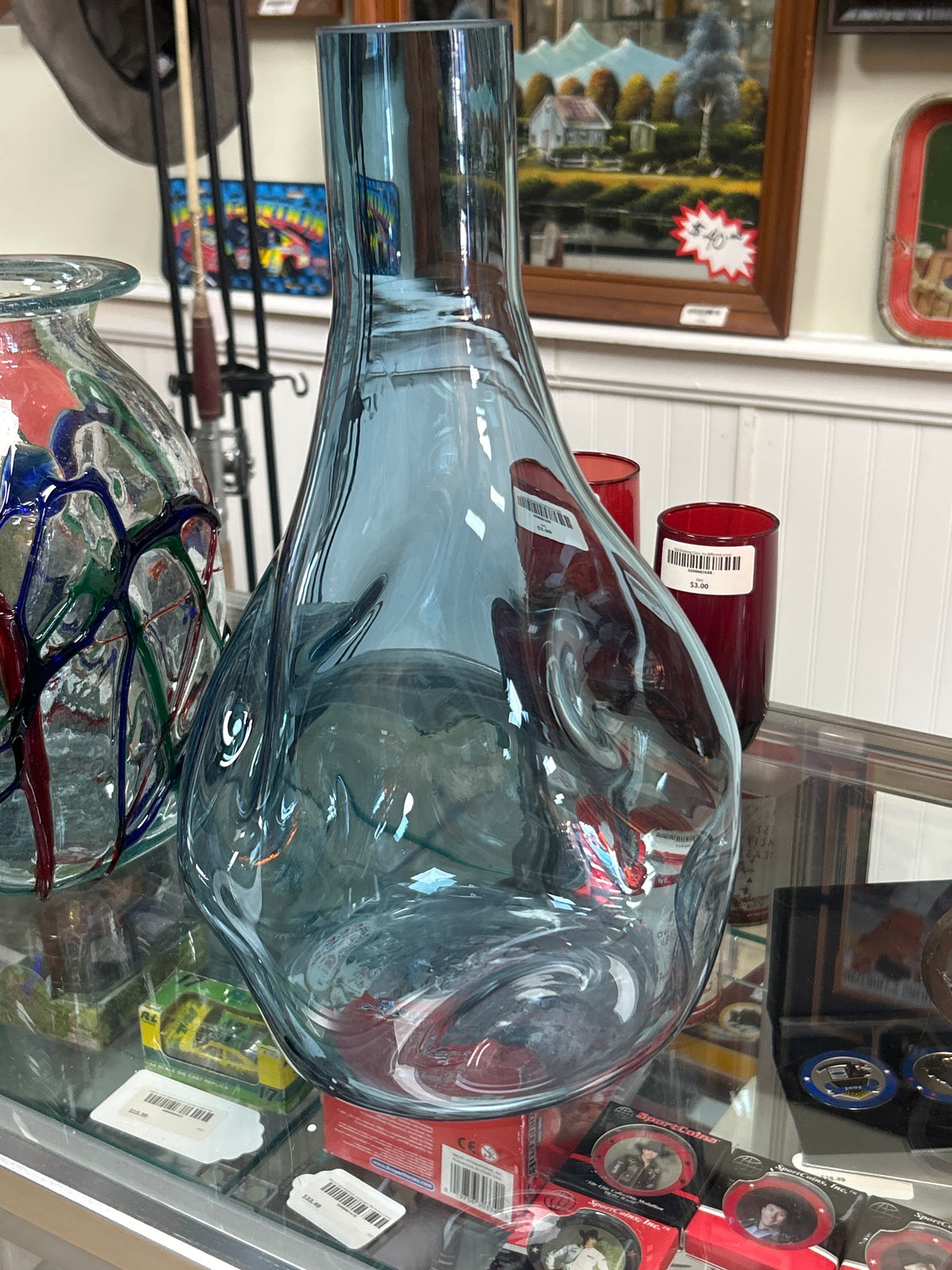 Blue Glass Art Vase
