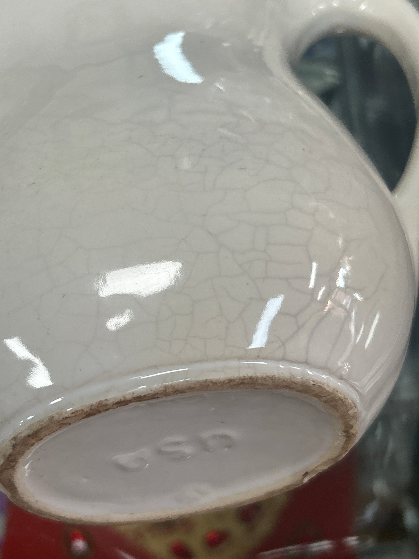 Antique ironstone pitcher with great crazing; USA 6”