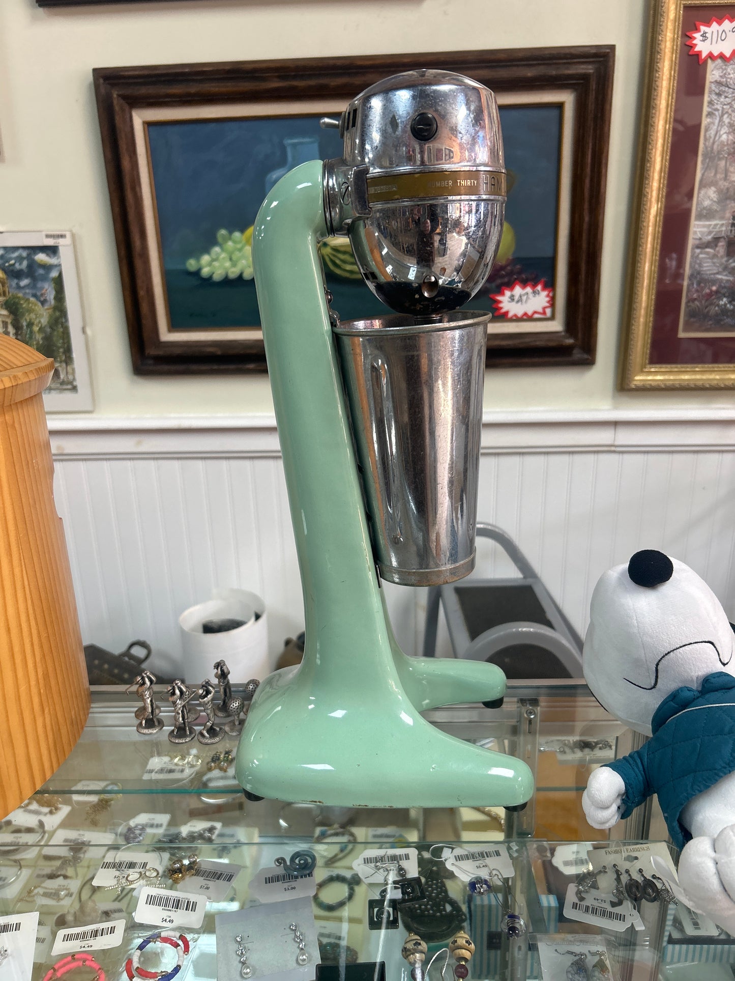 Vintage Hamilton Beach Commercial Milkshake Mixer No. 30 Jadeite Porcelain (w/ 2 cups)