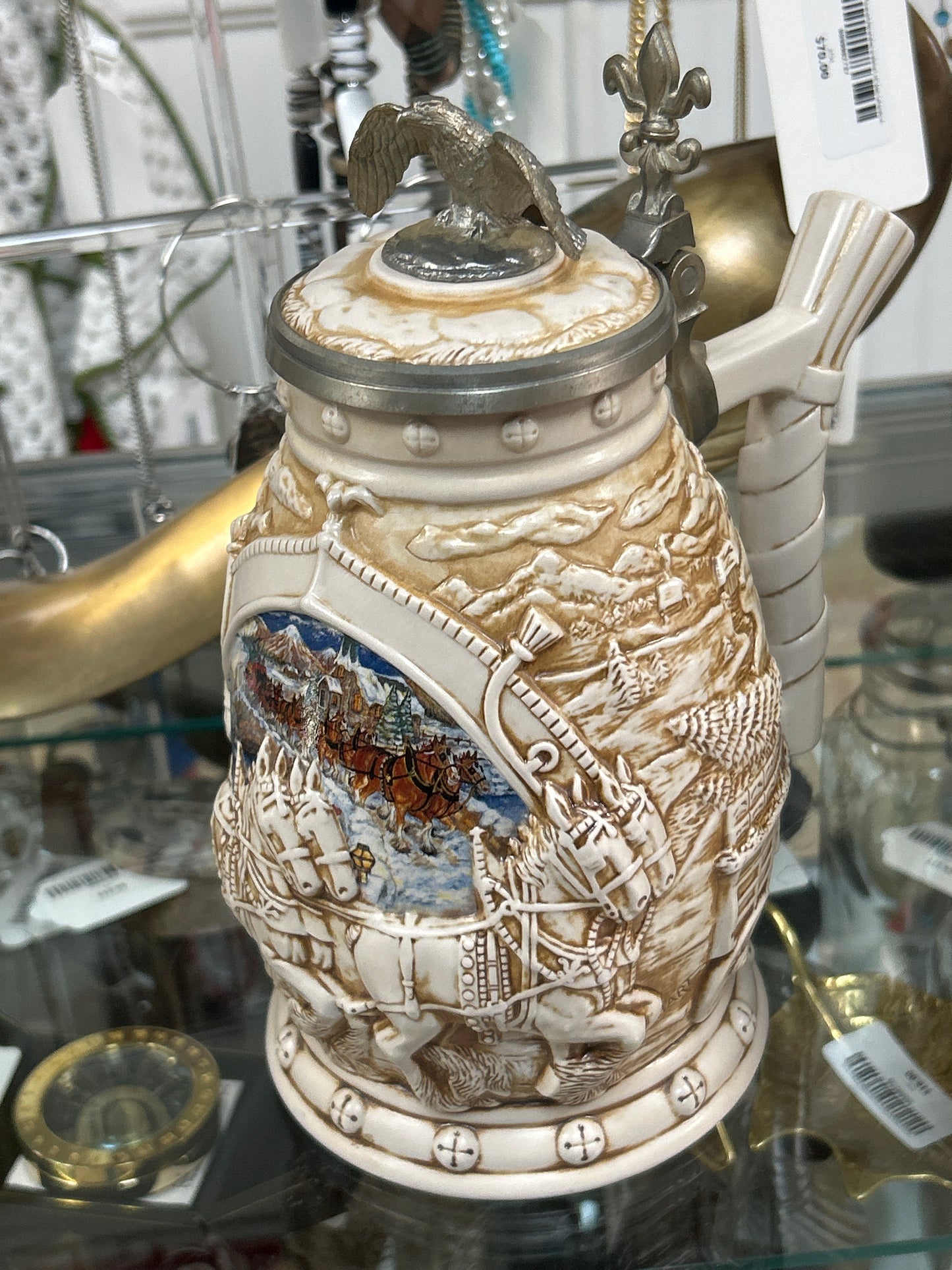 Avon 2002Anheuser Busch Lidded Beer Stein World Famous Clydesdales Hitch