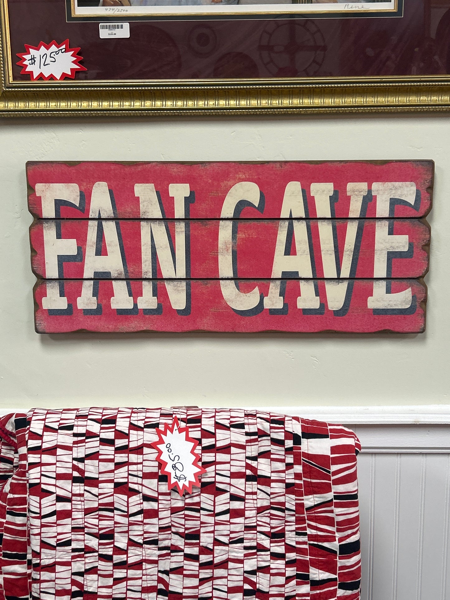 Rustic Fan Cave sign 30”x13”