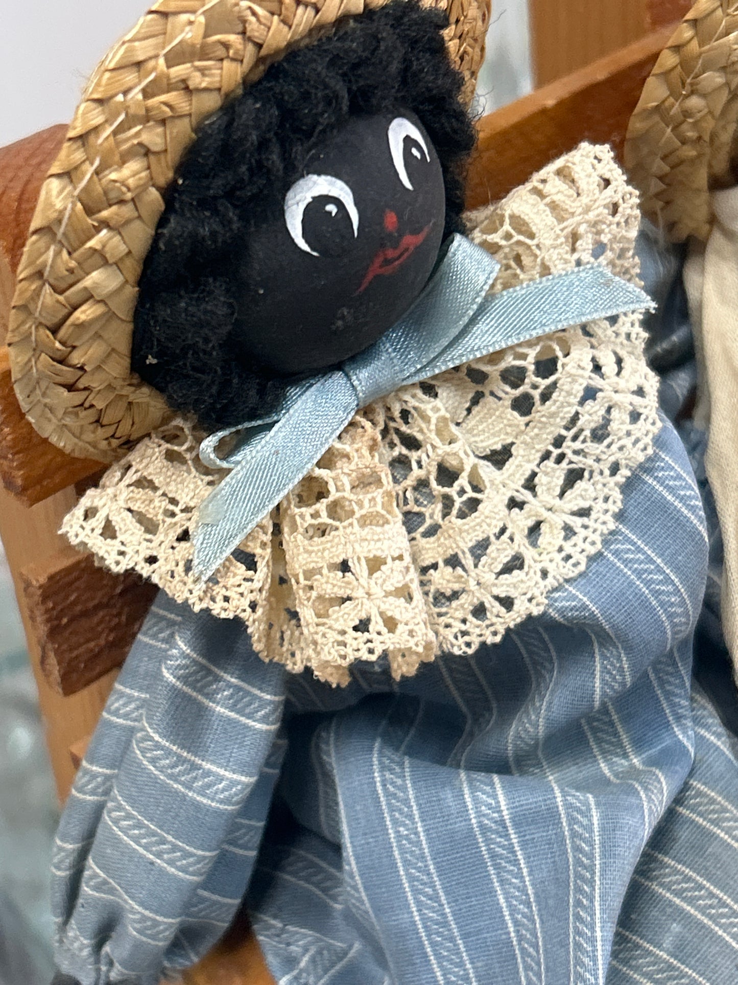 Vintage Set Old Americana Handmade Cloth Rag Doll Family Folk Art