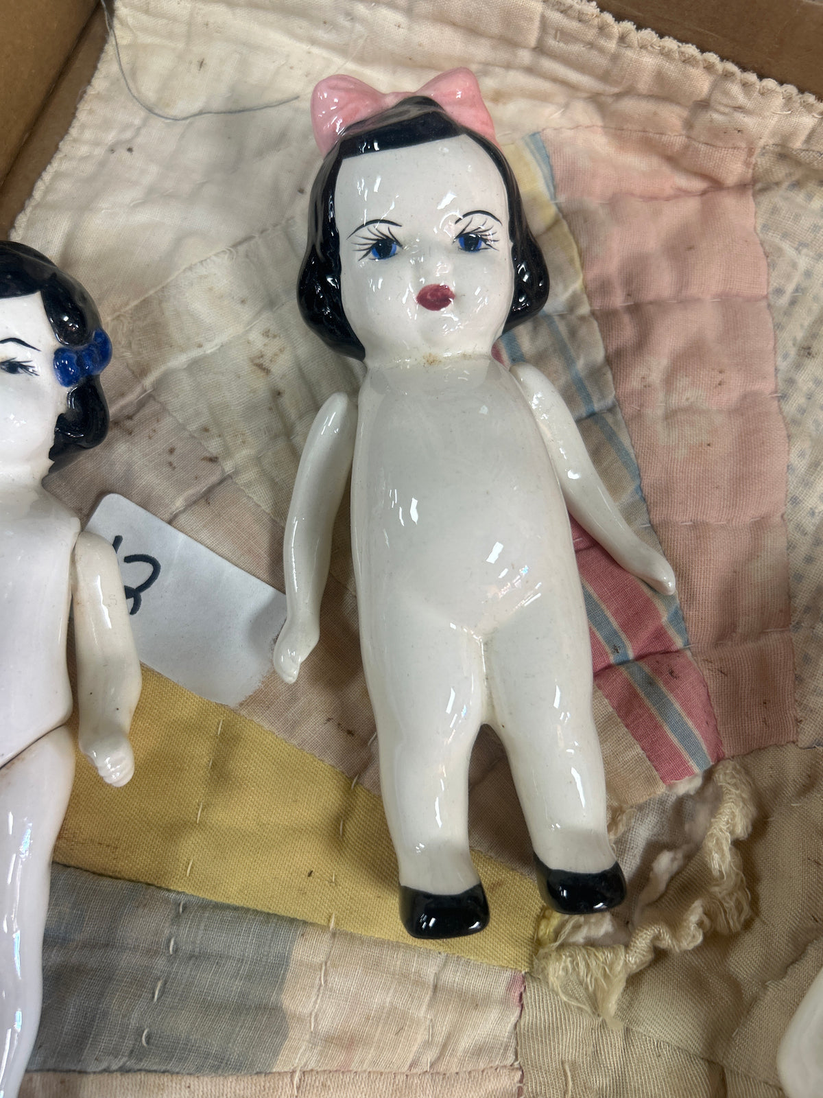 German porcelain doll Series (Black Hair, Pink bow)