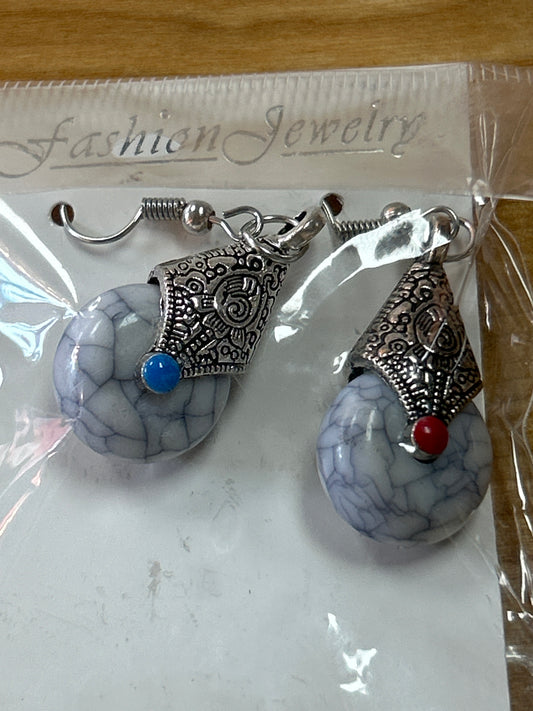 Earrings R/B Marble Tone