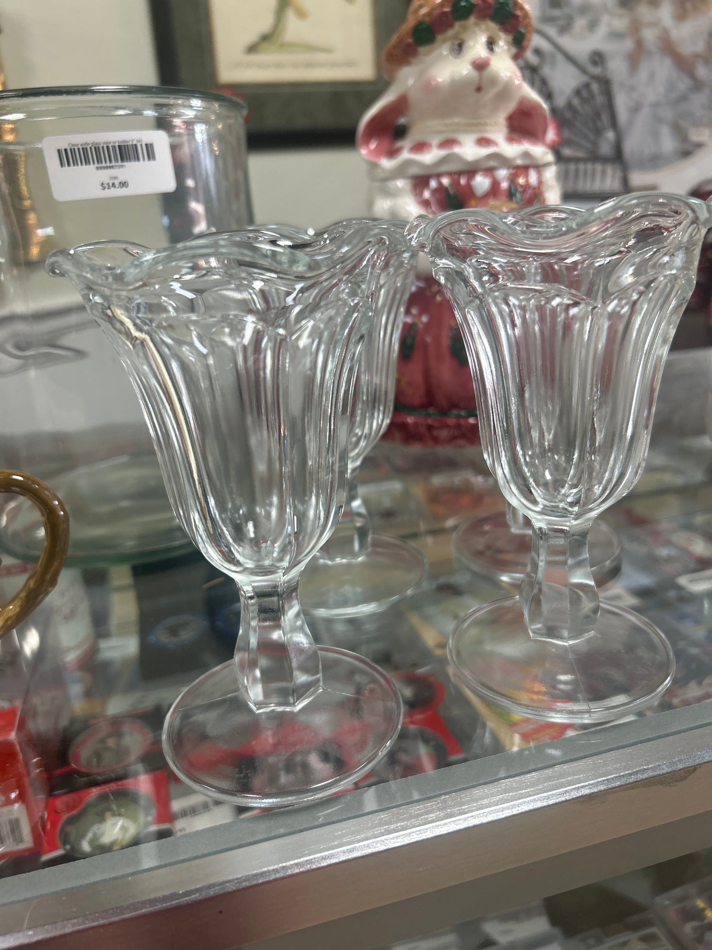 Indiana Glass Clear Scalloped Fountainware Sherbet Ice Cream Sundae Glass (set of 4)
