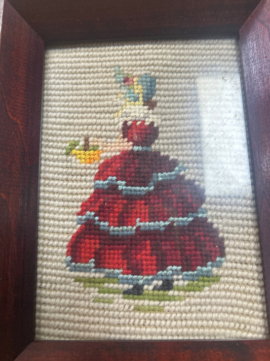 Vintage cross stitch lady and gentleman (pair)