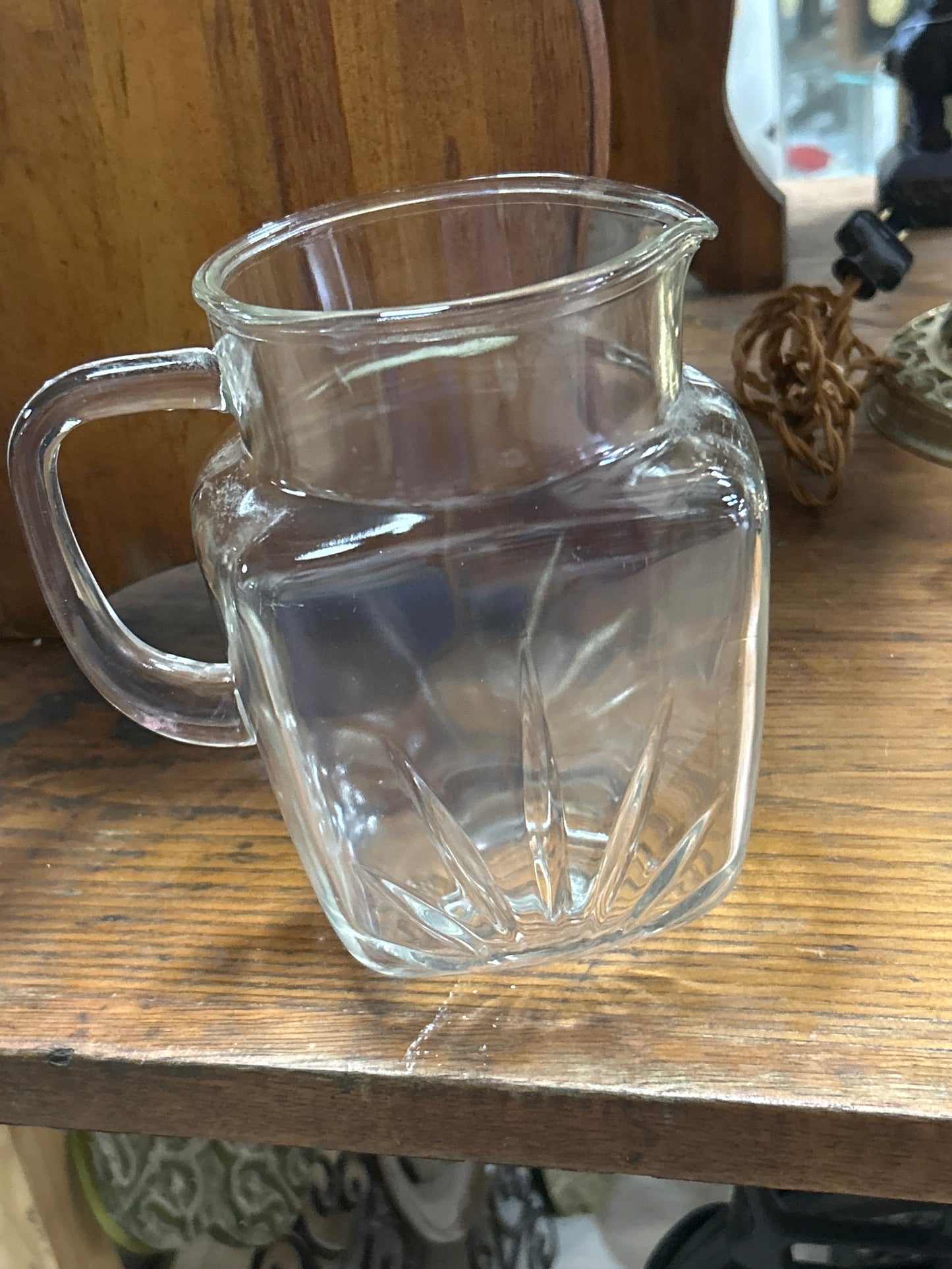 Vintage 1950s Federal Glass Star Base Pattern Water Pitcher 7”