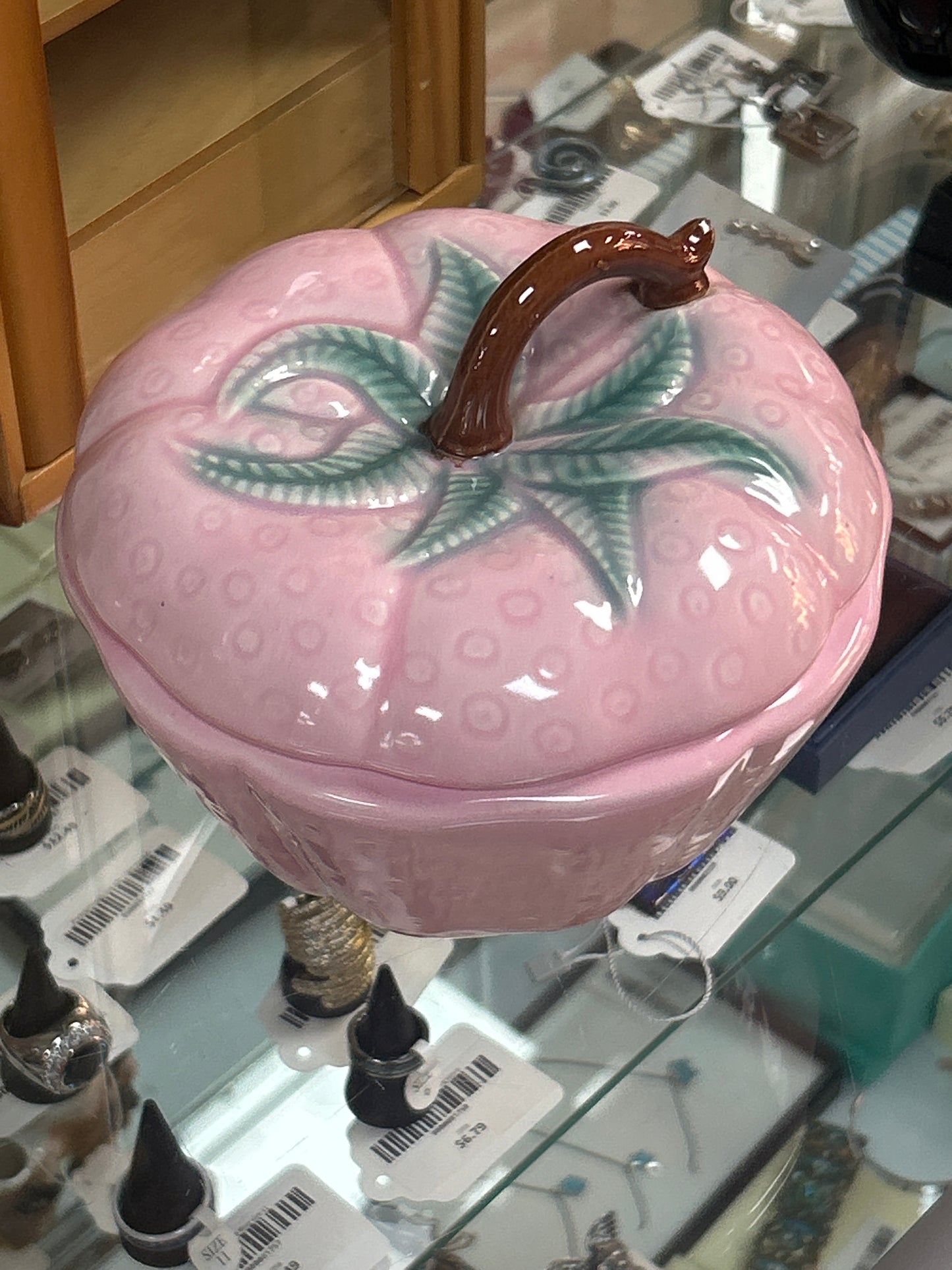 Vintage MCM Belmar California Pottery Dish Pink Strawberry