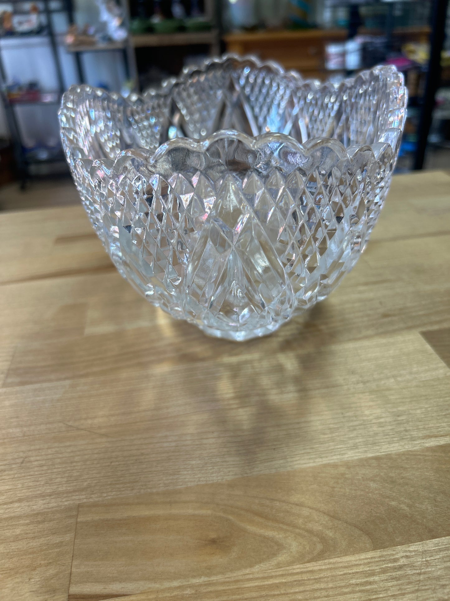 Vintage Glass Bowl. Heavy. Unknown Maker. 11 1/2 wide