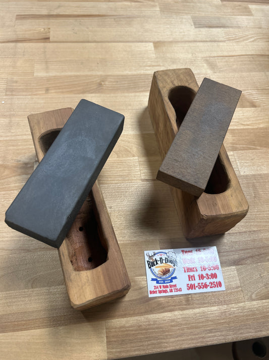 Pair of Sharpening Stones in Primitive Holders