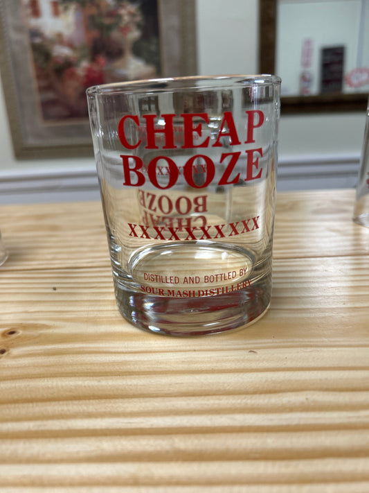 Vintage Cheap Booze Whiskey glasses (set of 2)