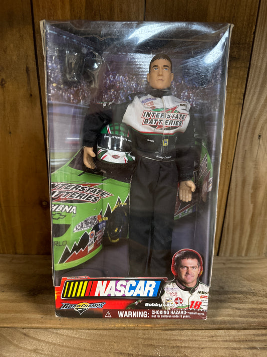 2003 Limited Edition NASCAR Bobby Labonte #18 Interstate Batteries Jakks Pacific Road Champs Action Figure Doll 12”