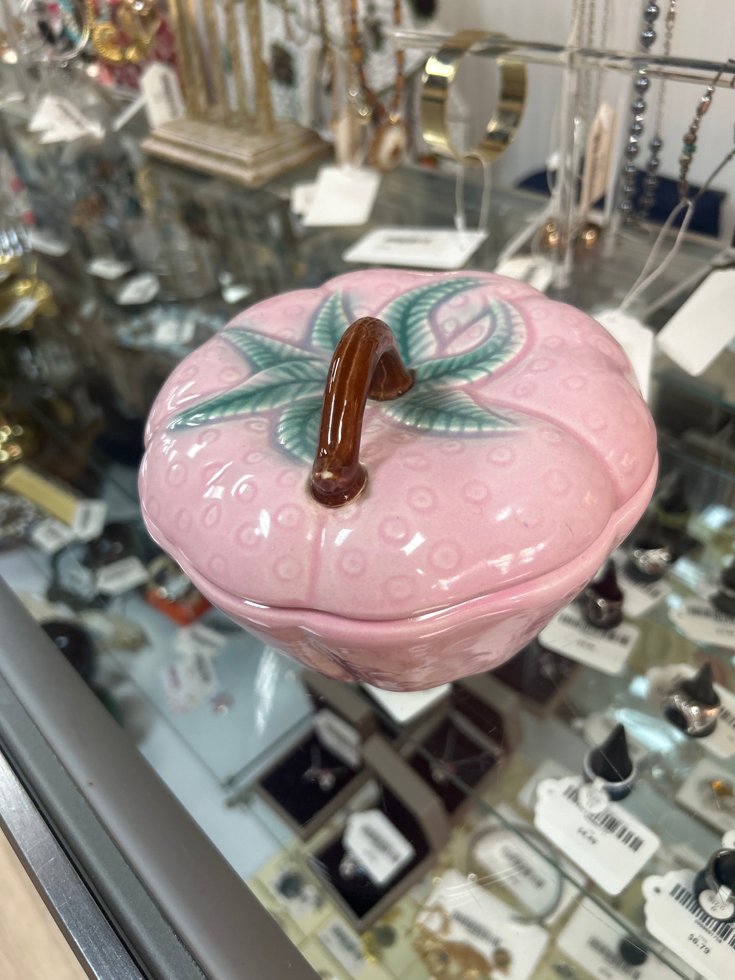 Vintage MCM Belmar California Pottery Dish Pink Strawberry