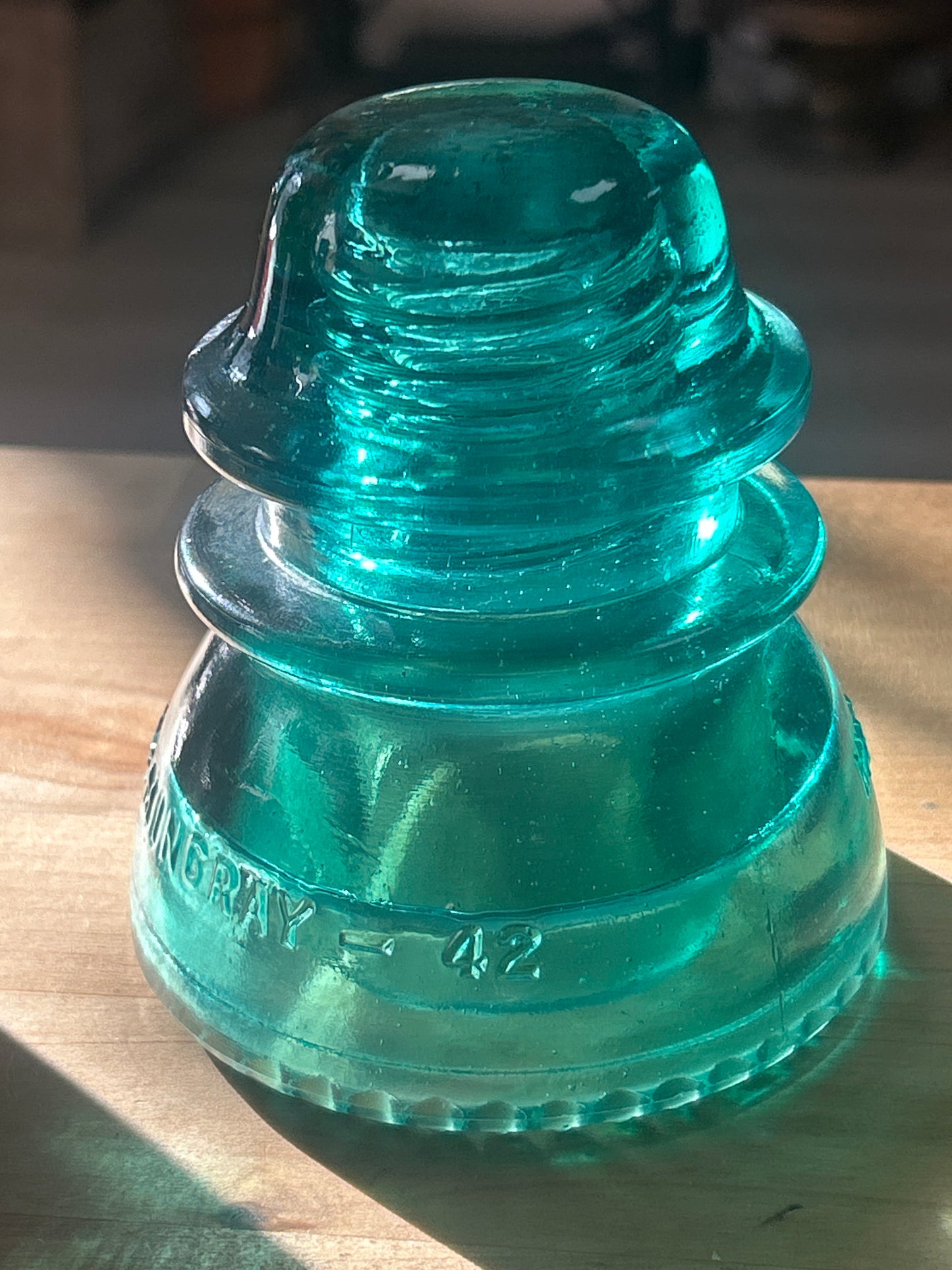 Vintage Glass Insulator blue HEMINGREY NO 42