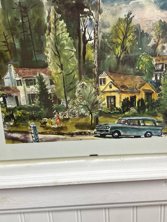 G) Vintage 1st National Bank Commission Ben Shute Atlanta City (removed from portfolio and framed in glass) 11x14