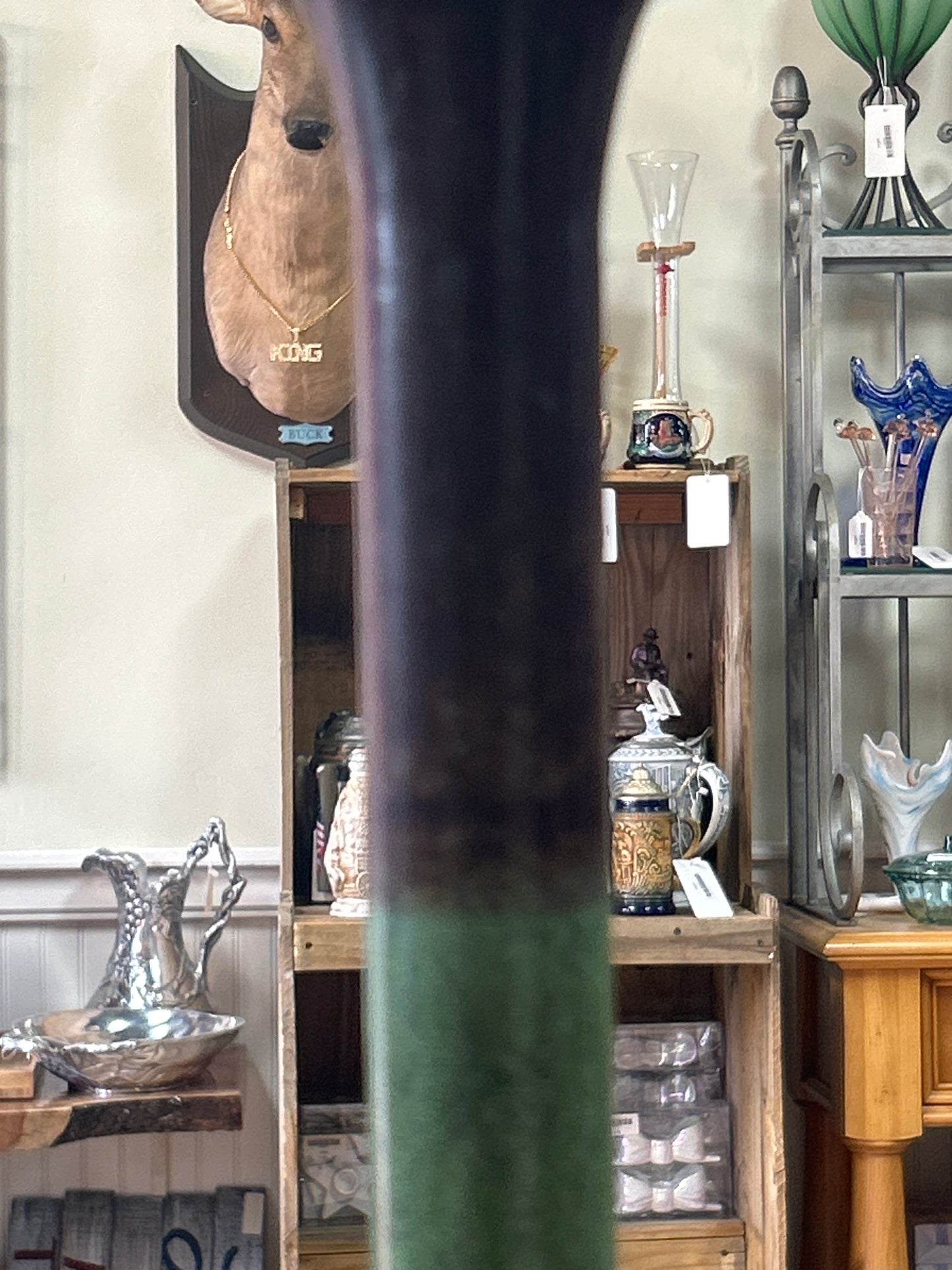 Green and Brown Metal Vase