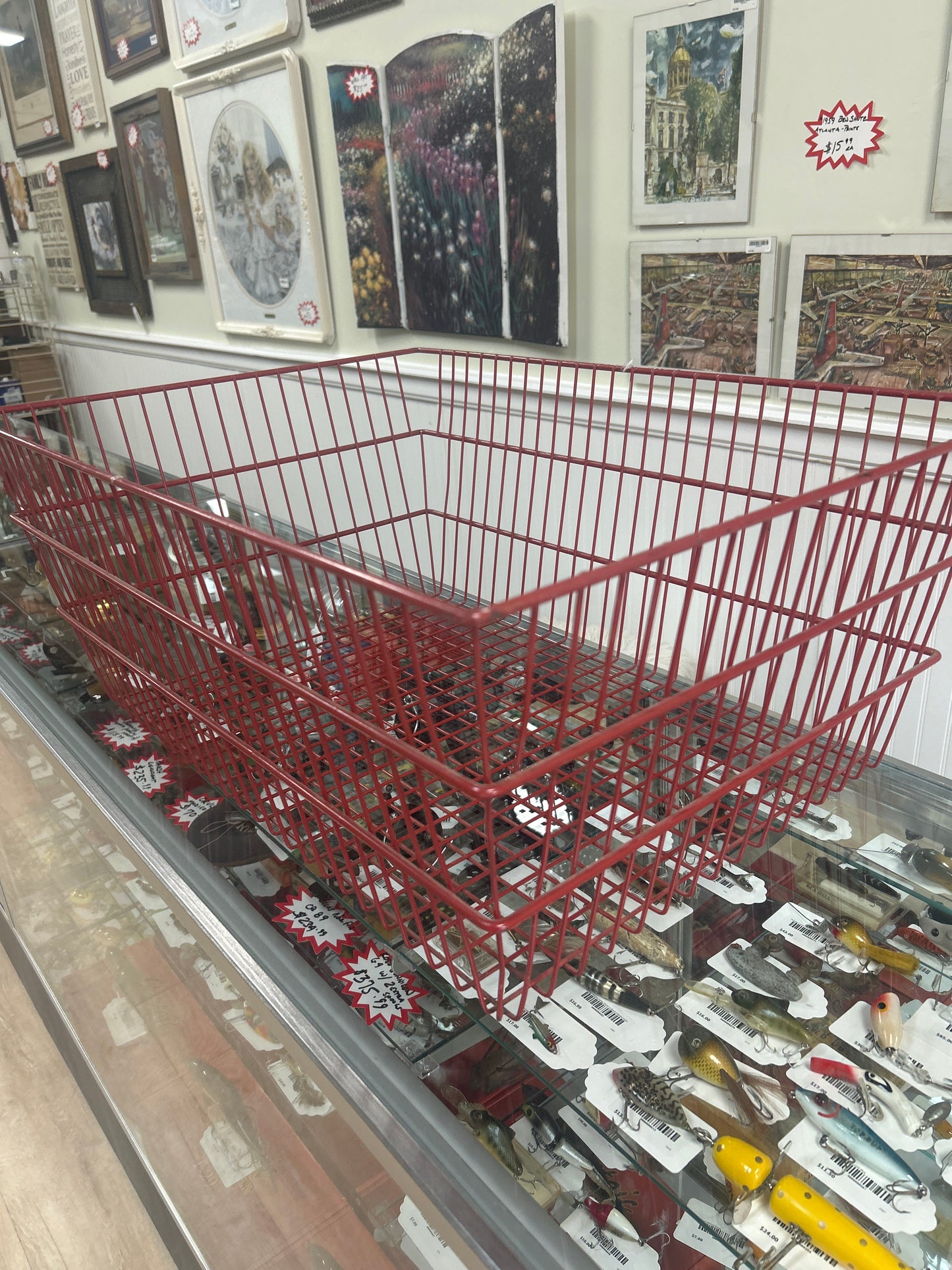 Large red wire basket