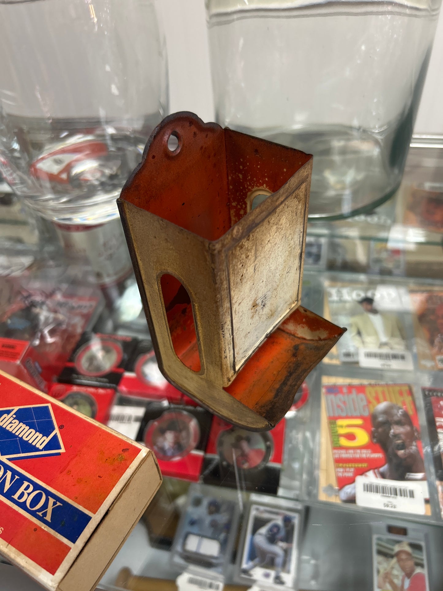 Vintage metal matchbox holder