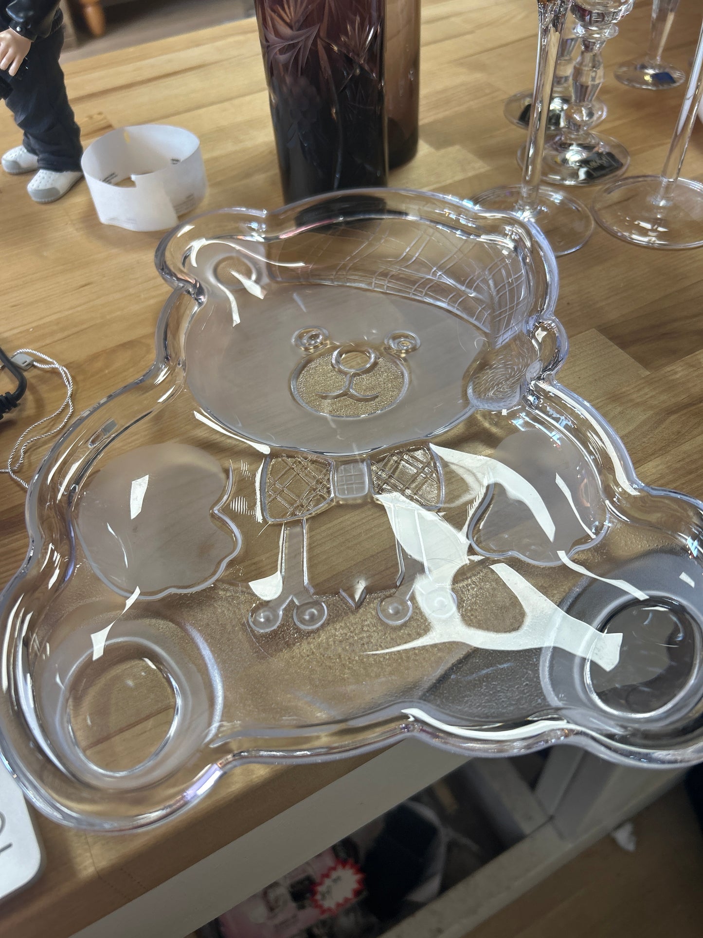 Studio Nova Holiday Bear Hostess Platter 12" Glass Christmas Vintage