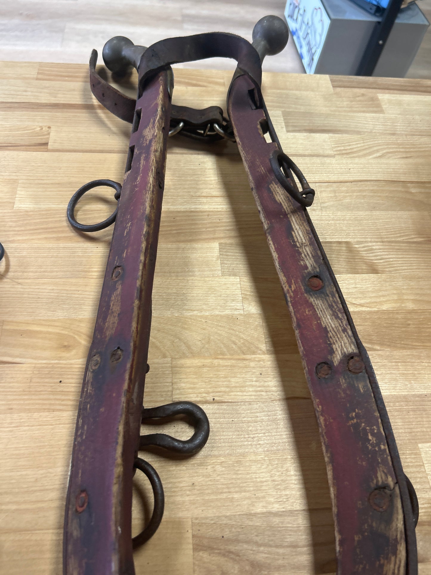 Antique horse hames Brass, Iron and Wood (unpolished brass) #2