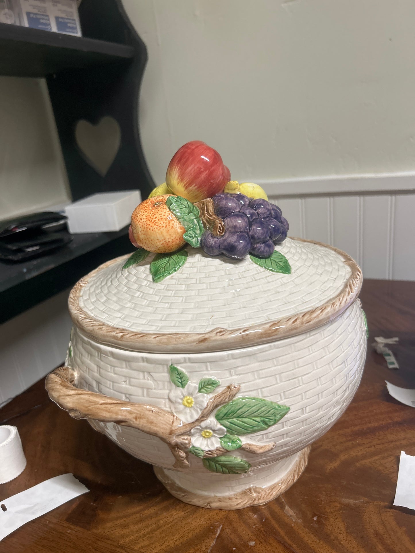 FITZ & FLOYD FRUIT FAIR ROUND COVERED LARGE VEGETABLE BOWL 1990 *RARE*
