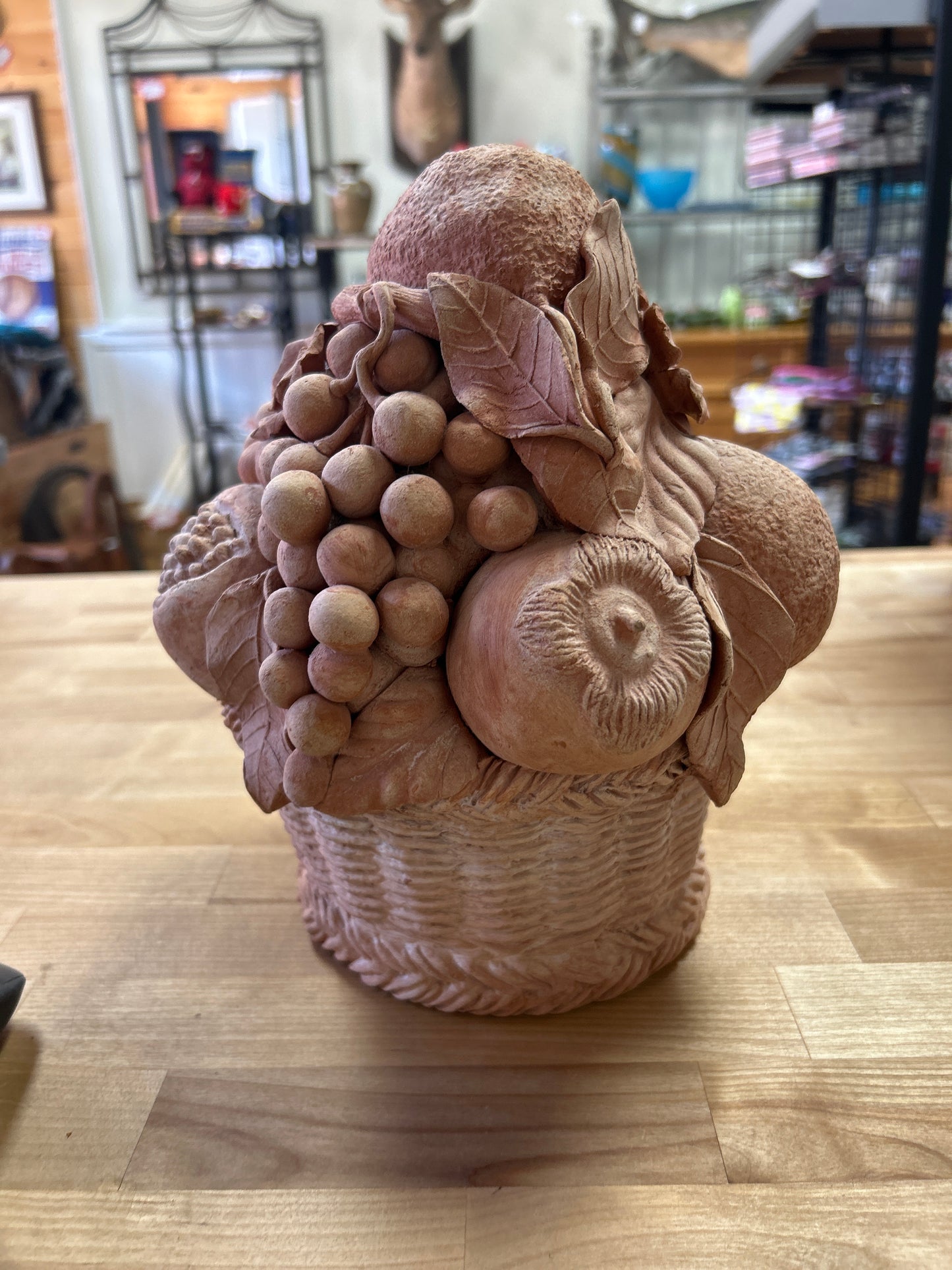 Vintage terracotta fruit basket sculpture made in Italy (we will price this piece once we research more)
