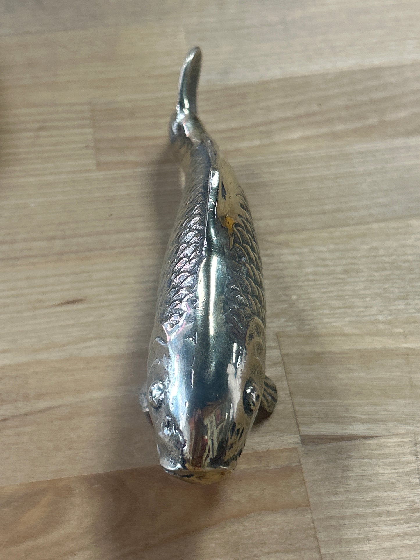 Vintage Solid Brass Koi Fish Figurine - Andrea by Sadako 6 1/2”