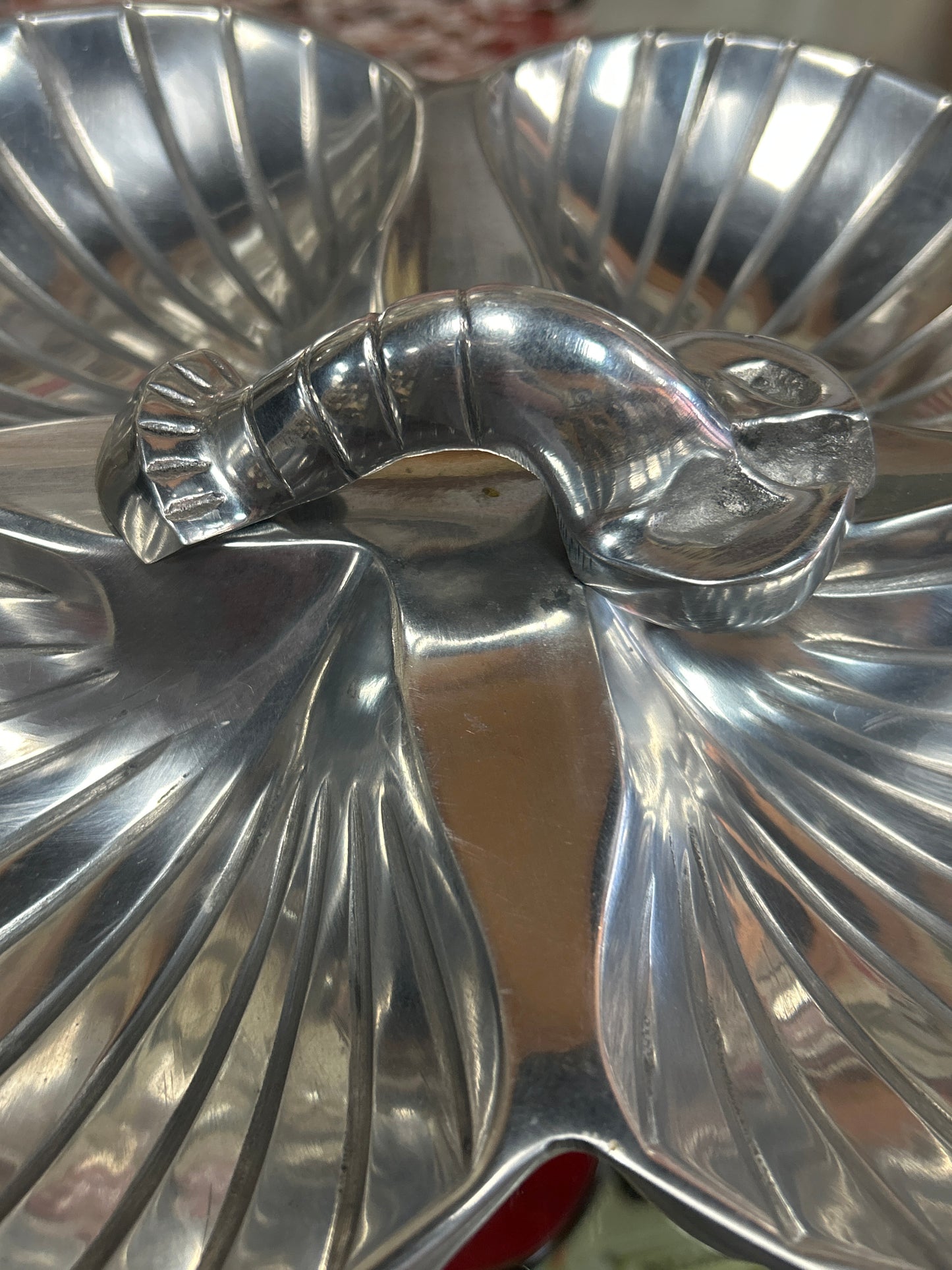 Vintage Pewter Lobster/Clam Shell Serving Dish Seafood Tray Solid