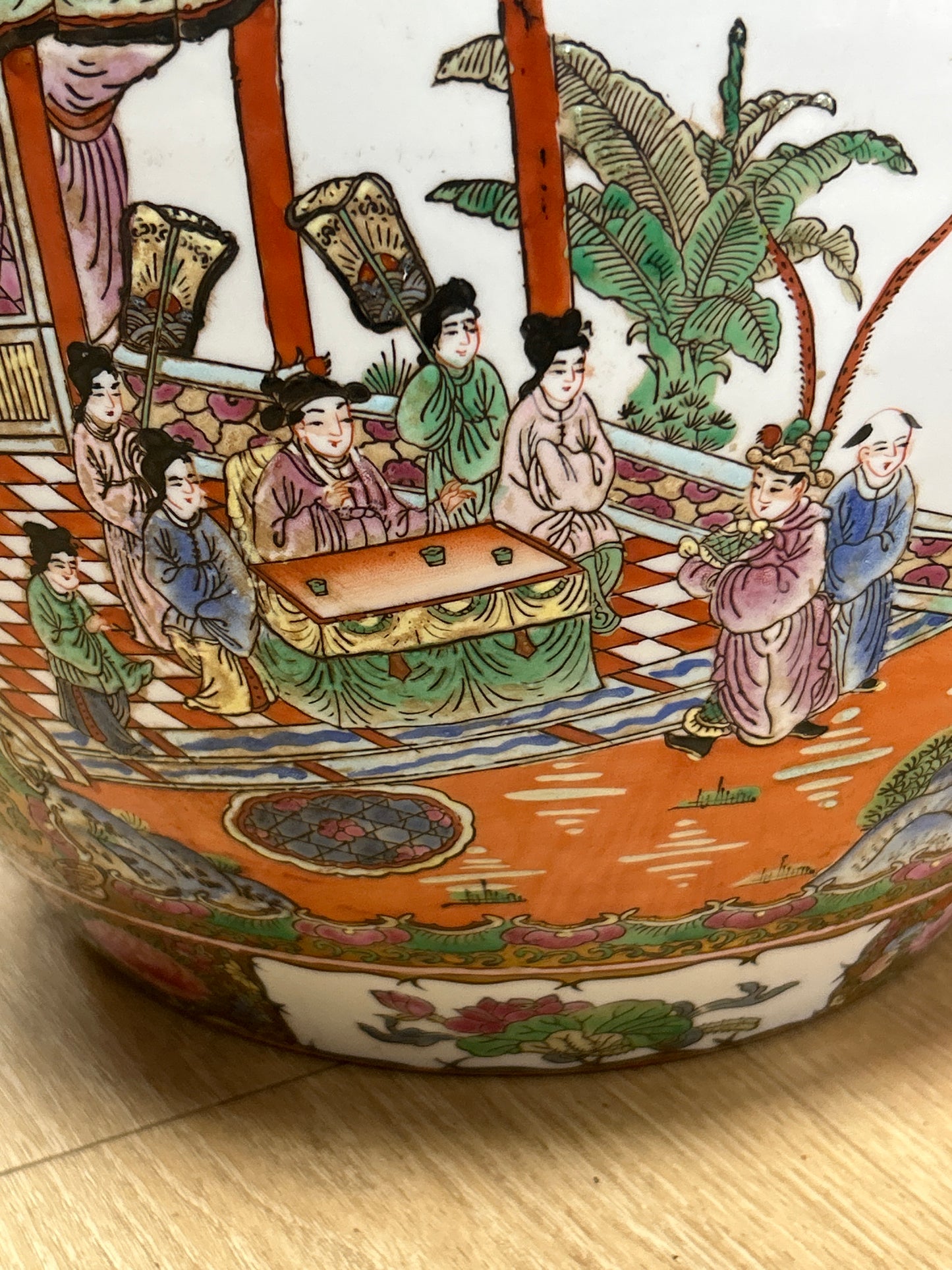 Huge Antique Chinese Jardiniere Porcelain Fish Bowl Planter Qianlong Mark