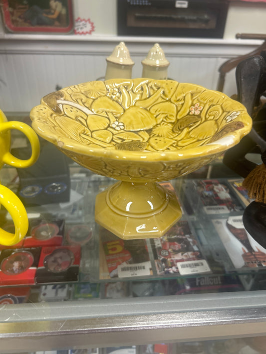 Vintage Mushroom Fruit Compote Fred Roberts Co Cottage Core 1970s Japan Yellow (has chips)