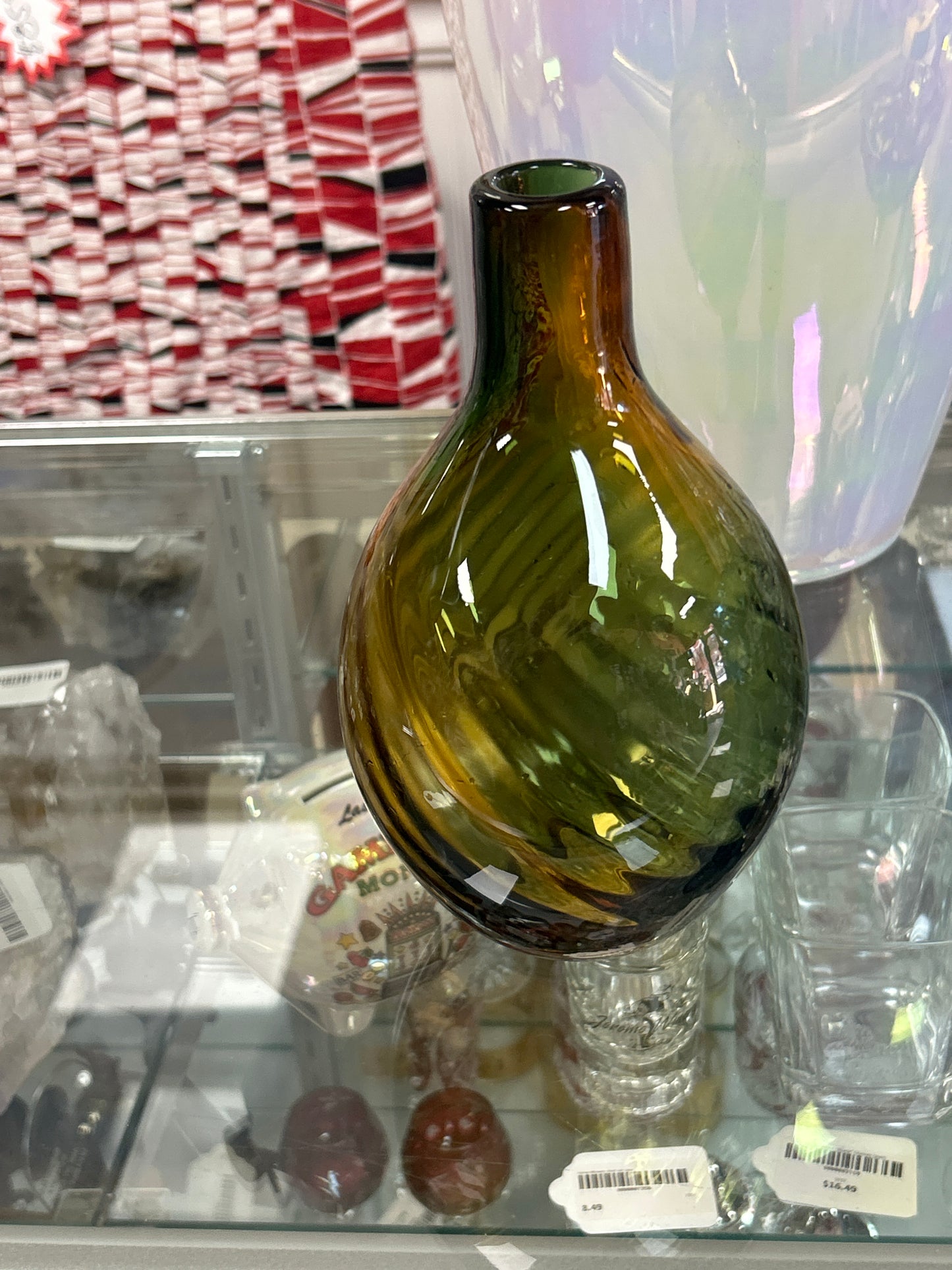 Multicolor vase (green and brown) 8”