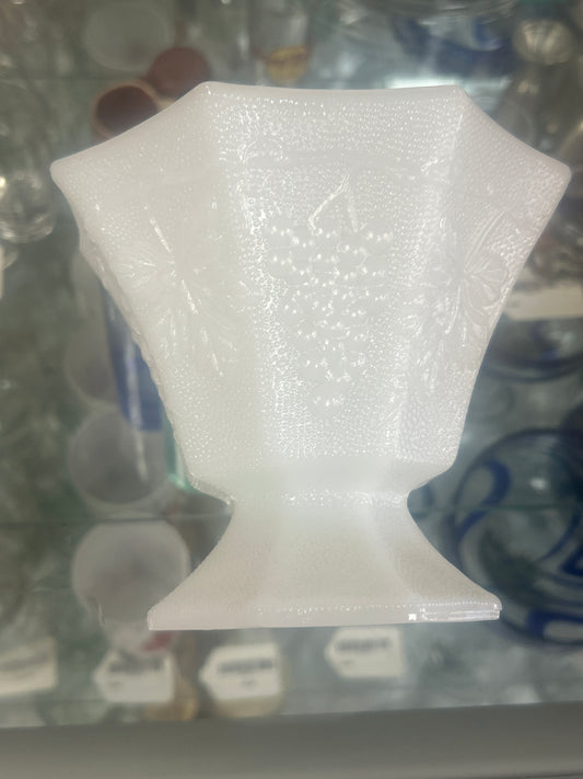 Vintage Milk Glass Grapes And Leaves Octagon Candy Dish NO LID