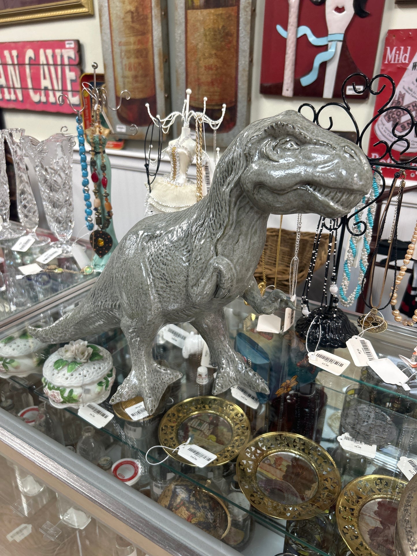 T REX DINOSAUR CERAMIC 13”