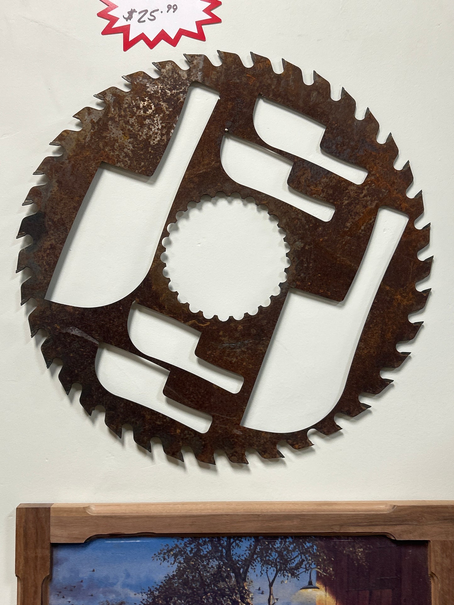 Rusty Folk Saw Blade (knife cutout) 19”