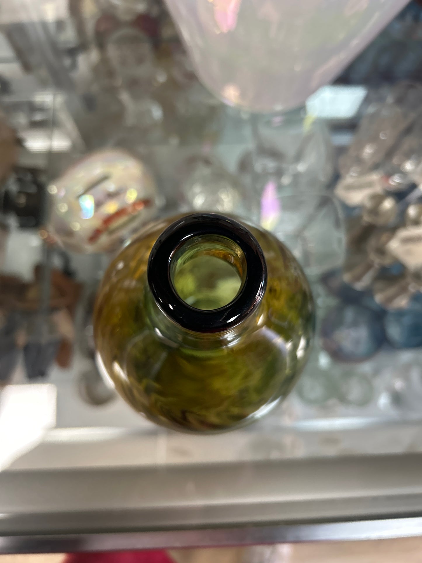 Multicolor vase (green and brown) 8”