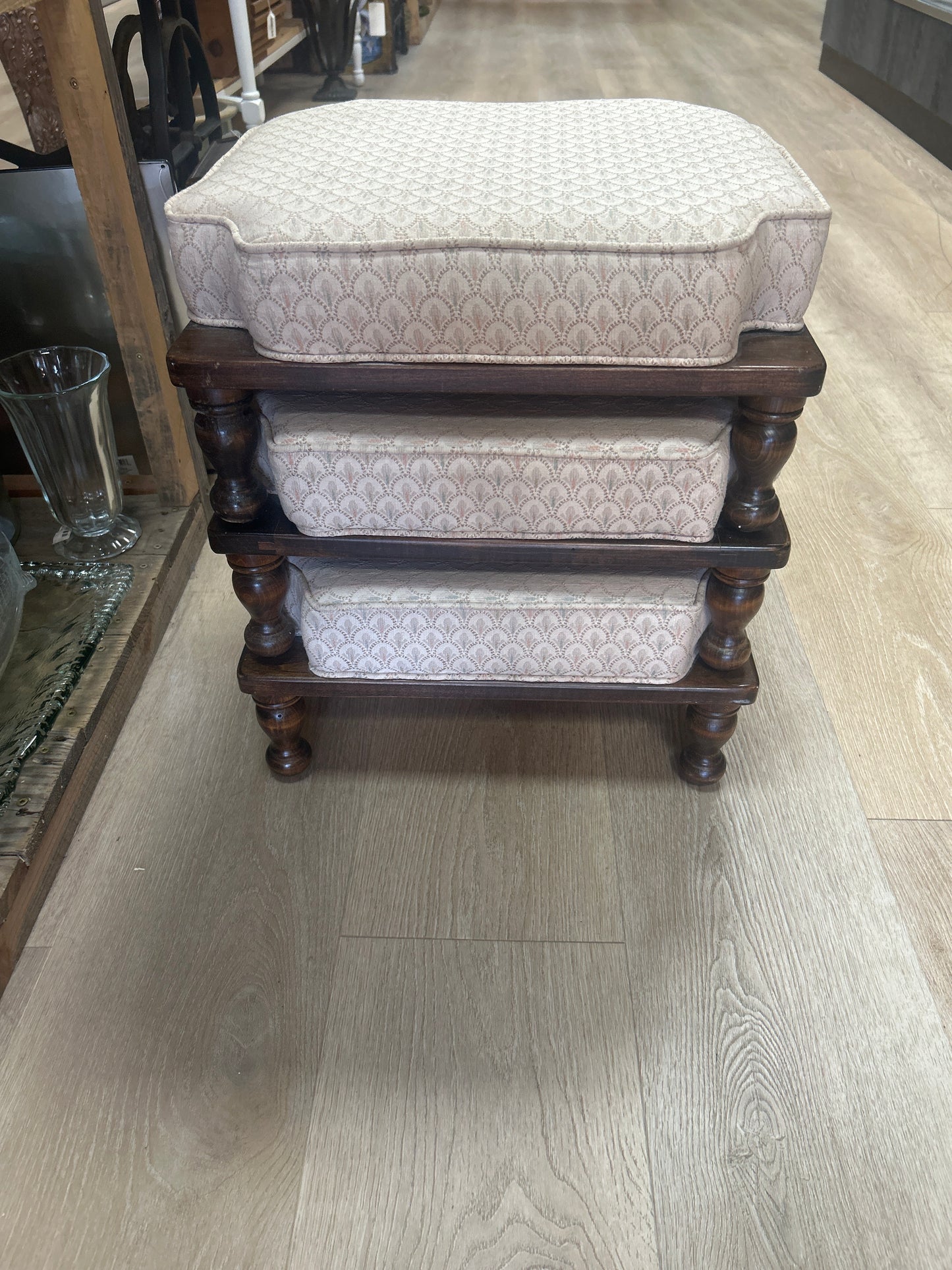 Vintage Turned Wood Ethan Allen Stacking Stools, Set of 3