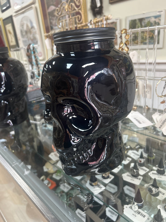 Black Skull Drink Dispenser Glass Spout Spooky Halloween Party up to 1 Gallon