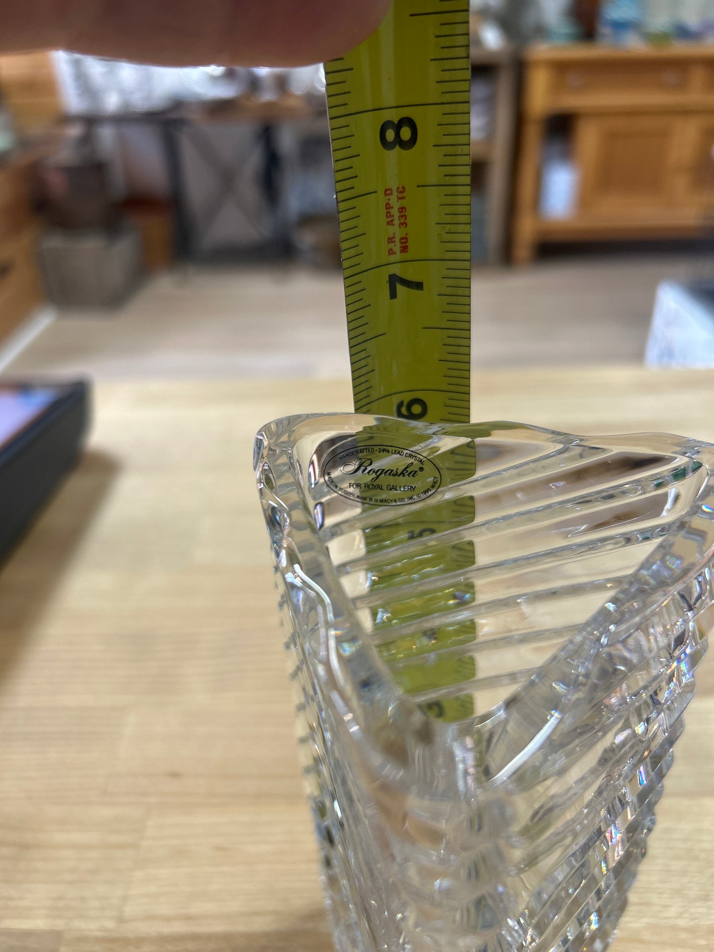 Rogaska Lead Crystal Triangle Vase Retired