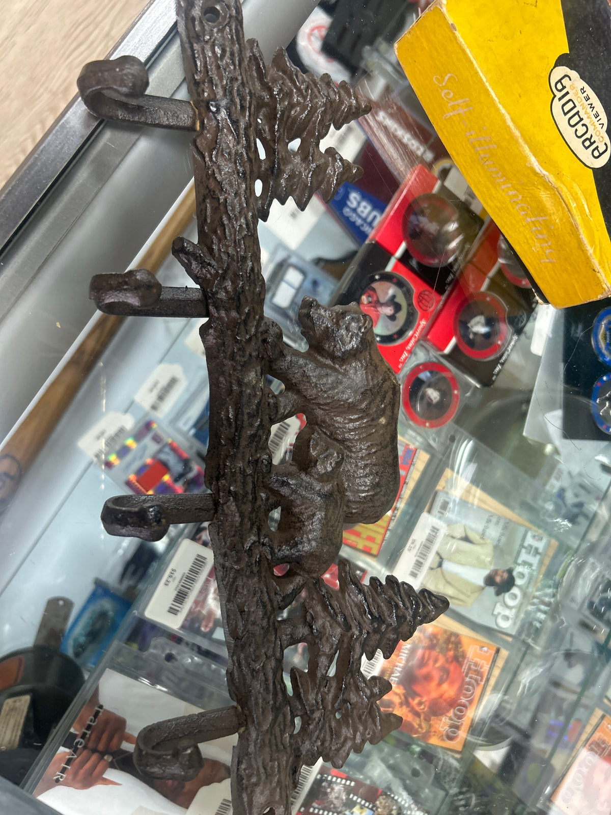 Cast iron bear and cub wall hook rack