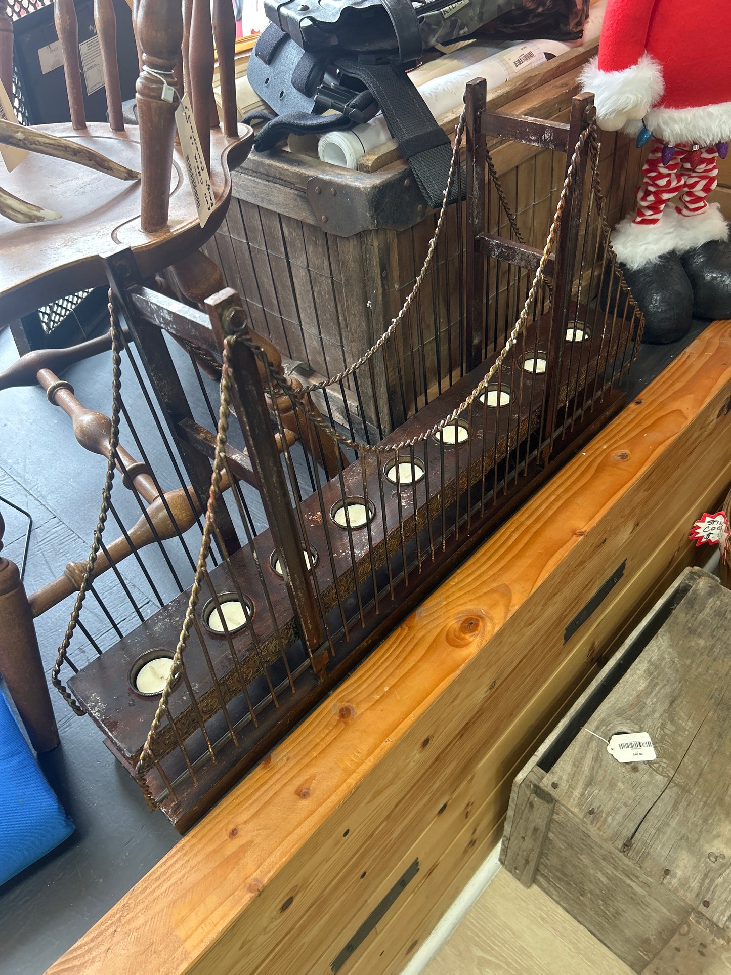 Metal Suspension Bridge Candleholder 30”