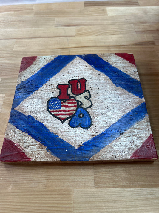 Folk Art “I Love USA” 8x8.5”