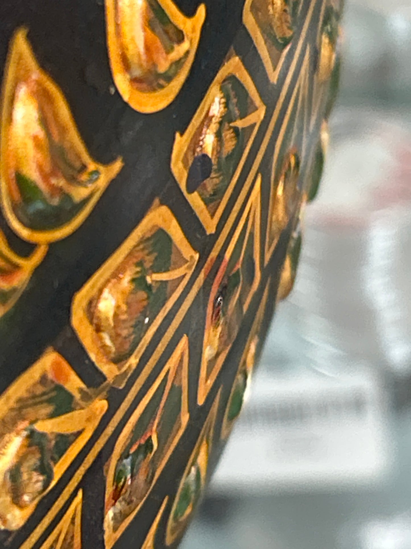 17” Tall Rajasthani Oil Pot Hand painted