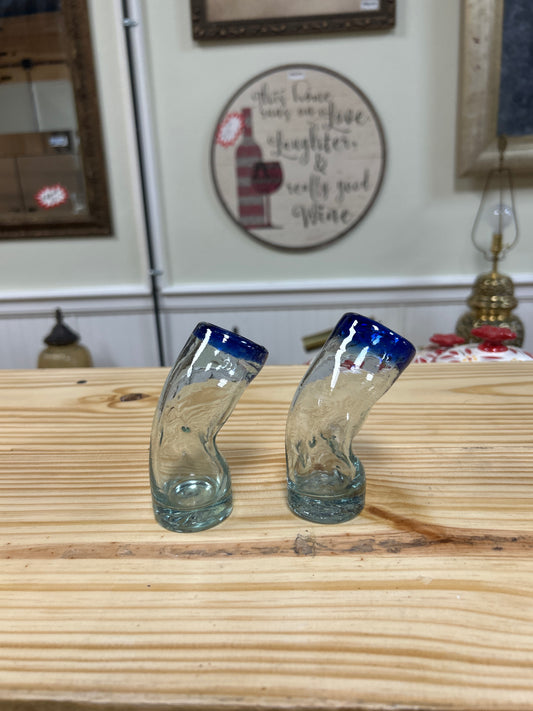 Bent shot glasses (pair)