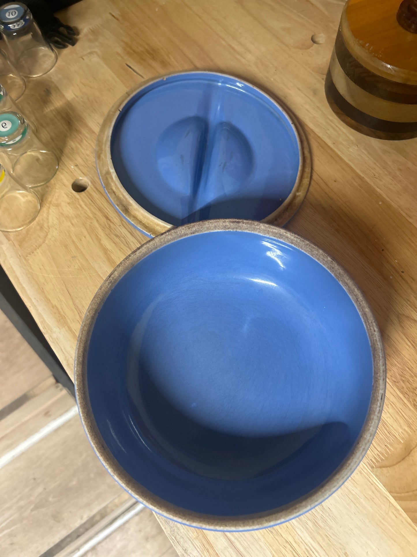 VINTAGE BLUE HALL MADE FOR MONTGOMERY WARD CASSEROLE DISH 5122
