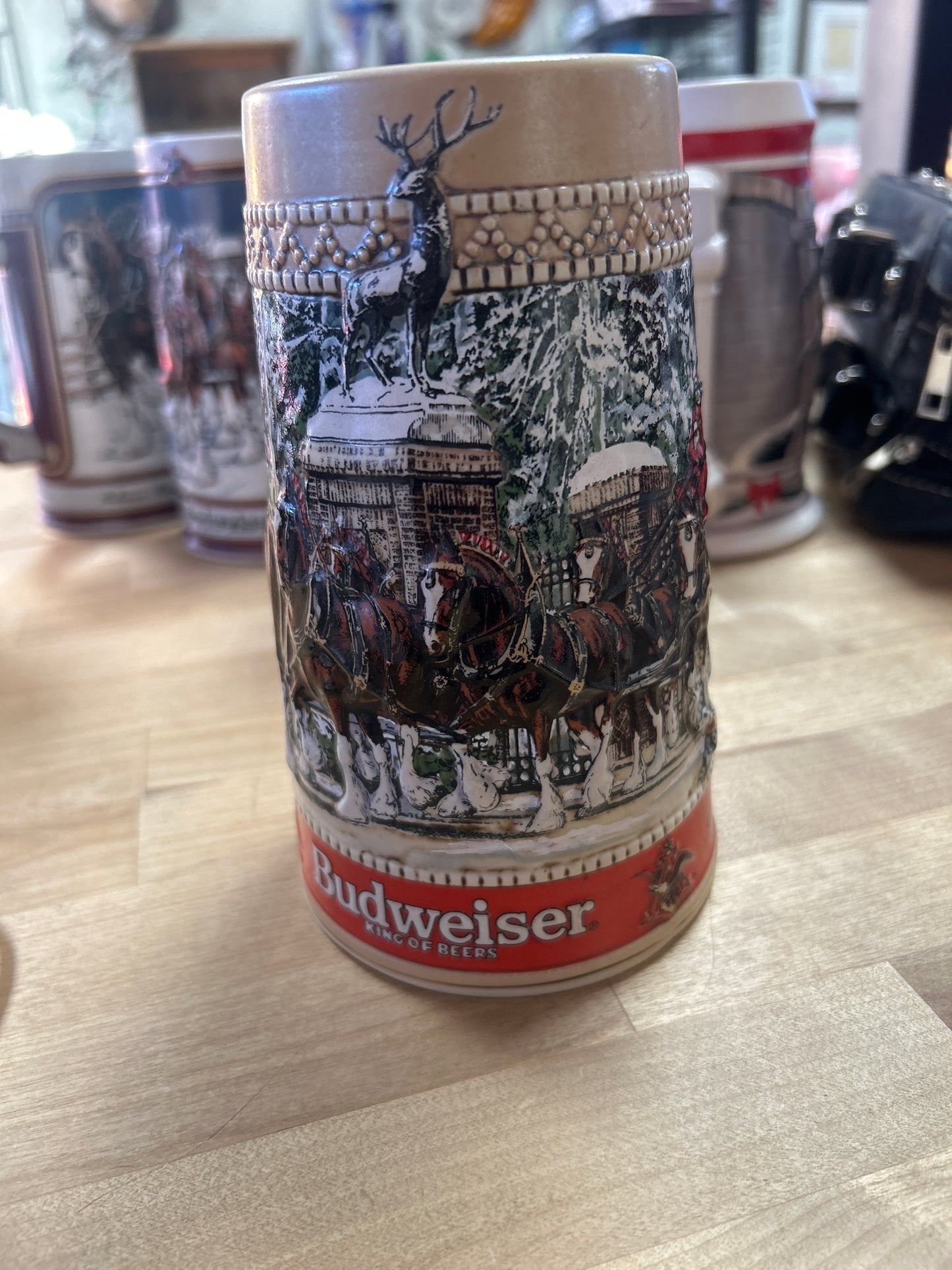 Vintage 1987 Budweiser Holiday Beer Stein Mug Clydesdale Ceramarte "C" Series