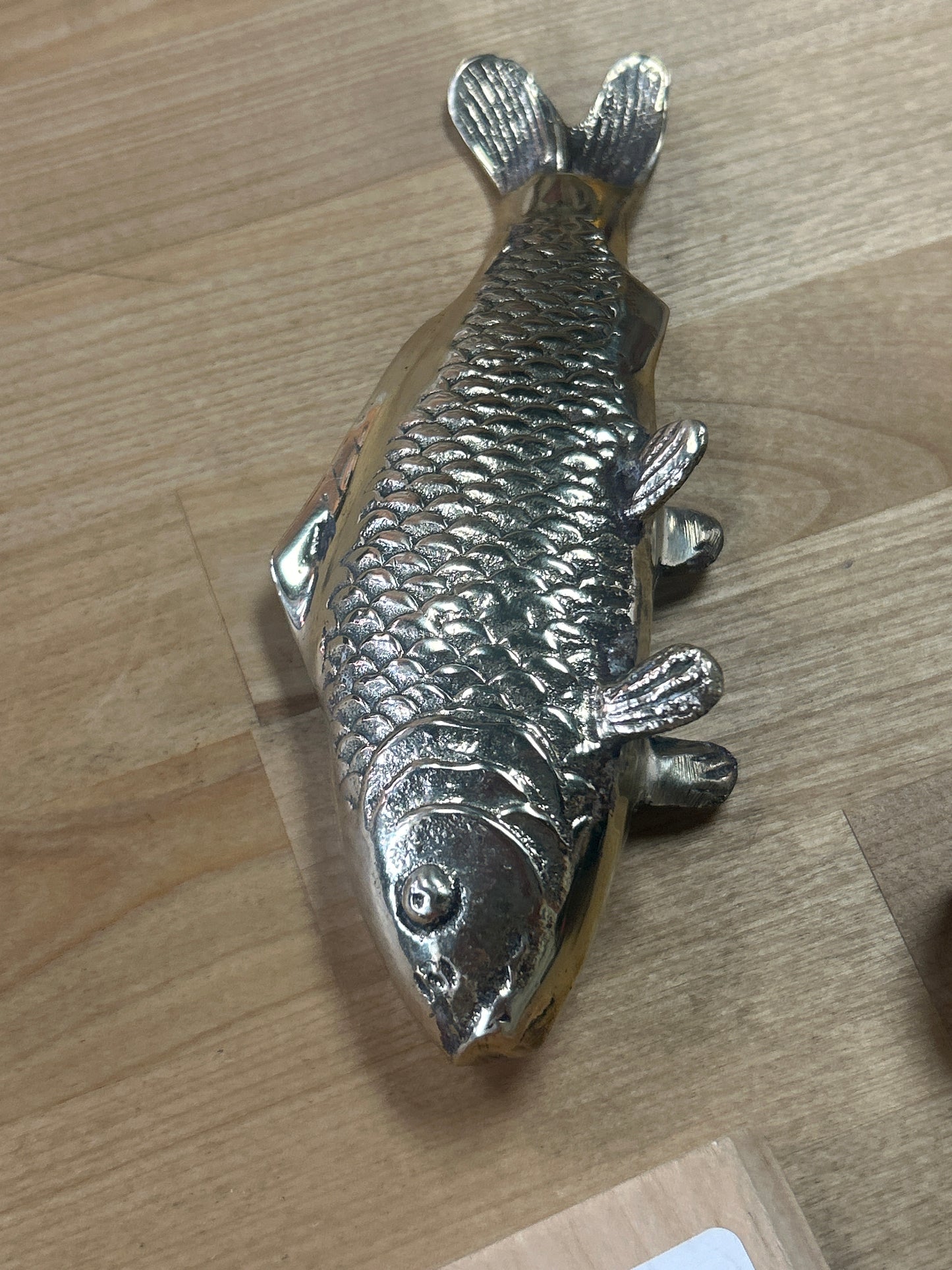 Vintage Solid Brass Koi Fish Figurine - Andrea by Sadako 6 1/2”