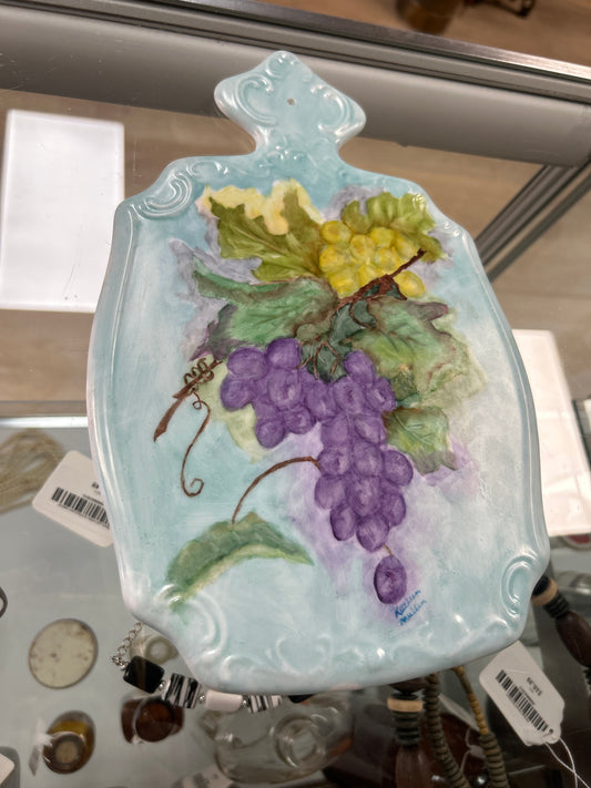 Vintage Kathleen Mullen Porcelain Grape Motif 11” Nice