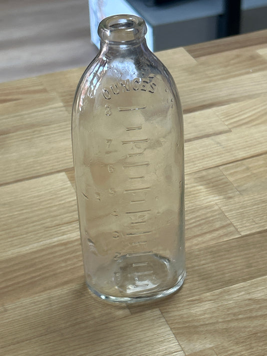 Early Vintage Glass Baby Bottle 8oz Pristine Condition