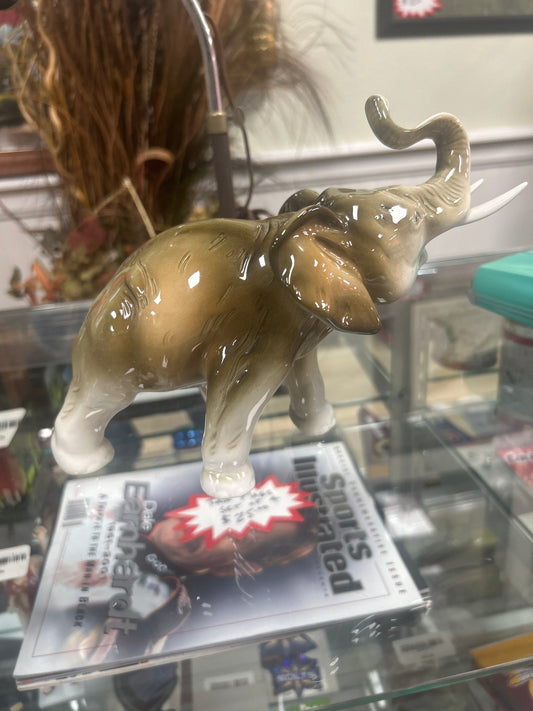 Vintage Royal Dux Mint Porcelain Elephant Trunk Up