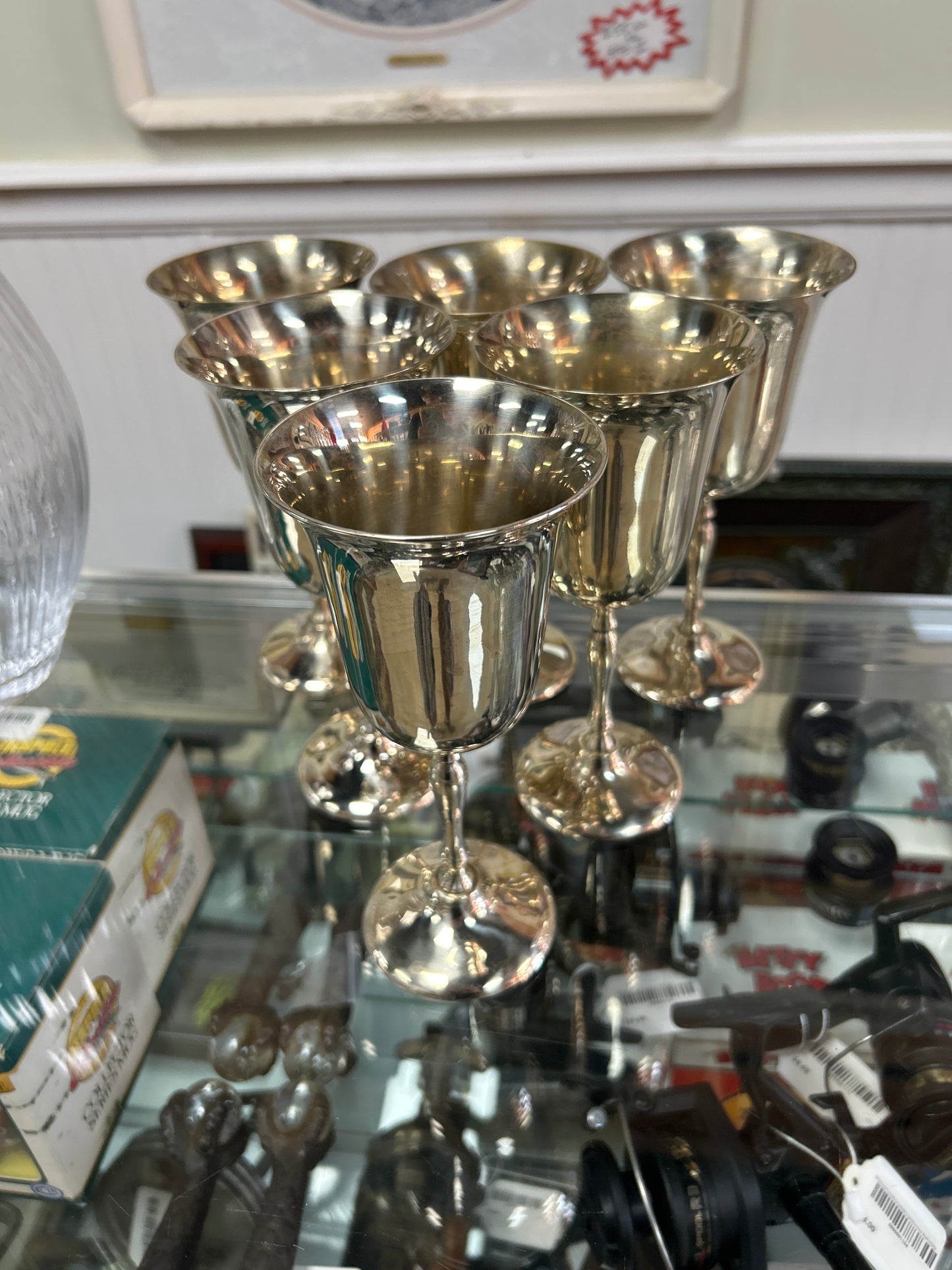 Vintage Signed Leonard EPNS Stemware Wine Glasses Goblets Set of 6